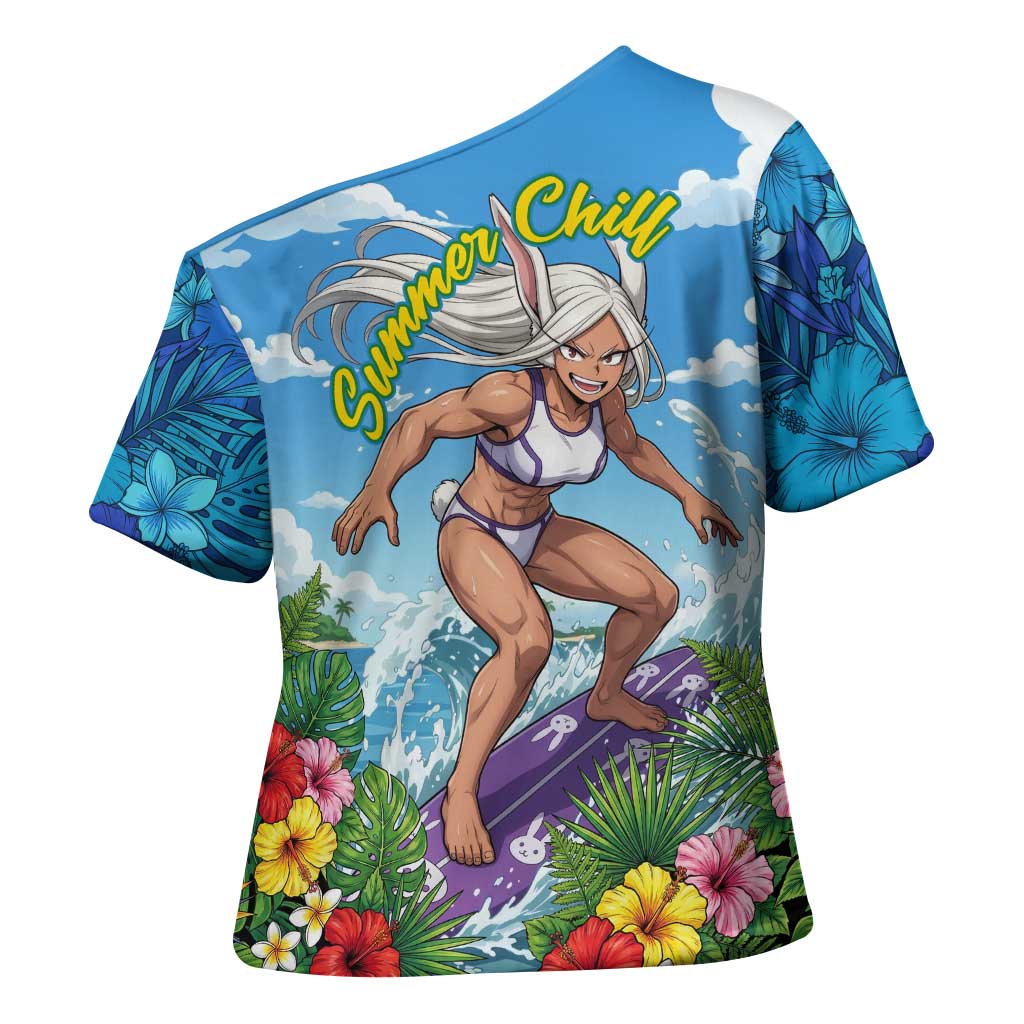 Mirko Summer Chill Cross Shoulder Shirt Tropical Anime Surfing Power