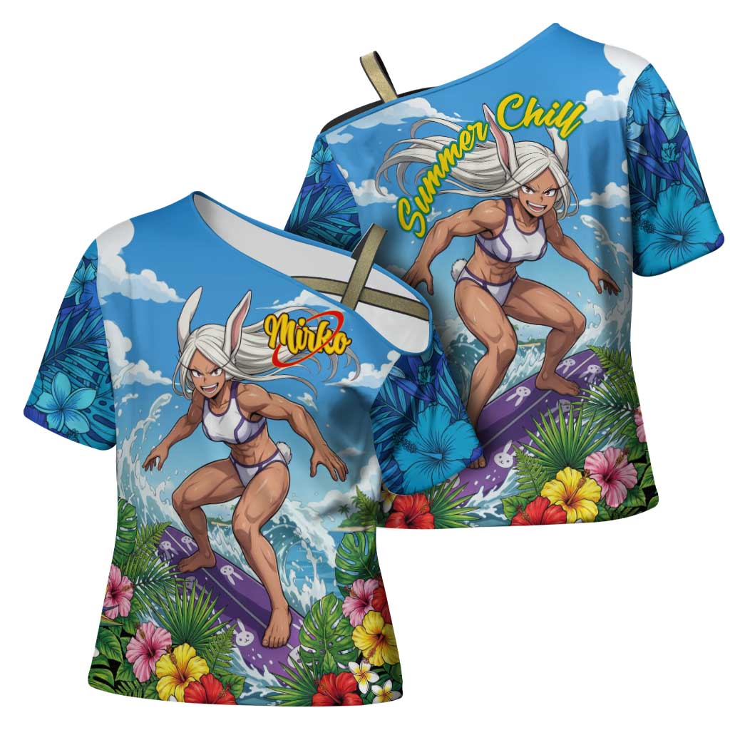 Mirko Summer Chill Cross Shoulder Shirt Tropical Anime Surfing Power