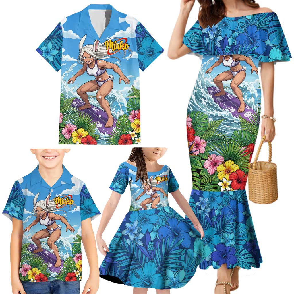 Mirko Summer Chill Family Matching Mermaid Dress and Hawaiian Shirt Tropical Anime Surfing Power