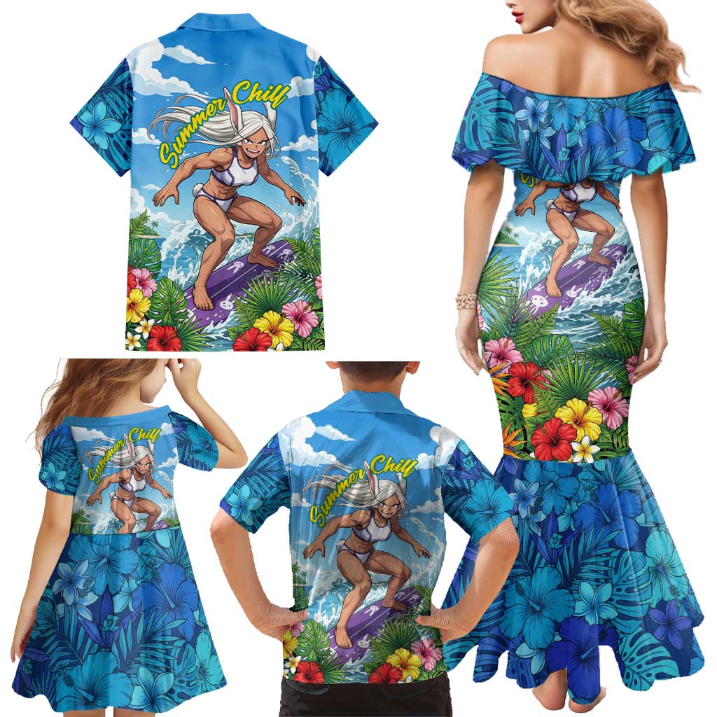 Mirko Summer Chill Family Matching Mermaid Dress and Hawaiian Shirt Tropical Anime Surfing Power