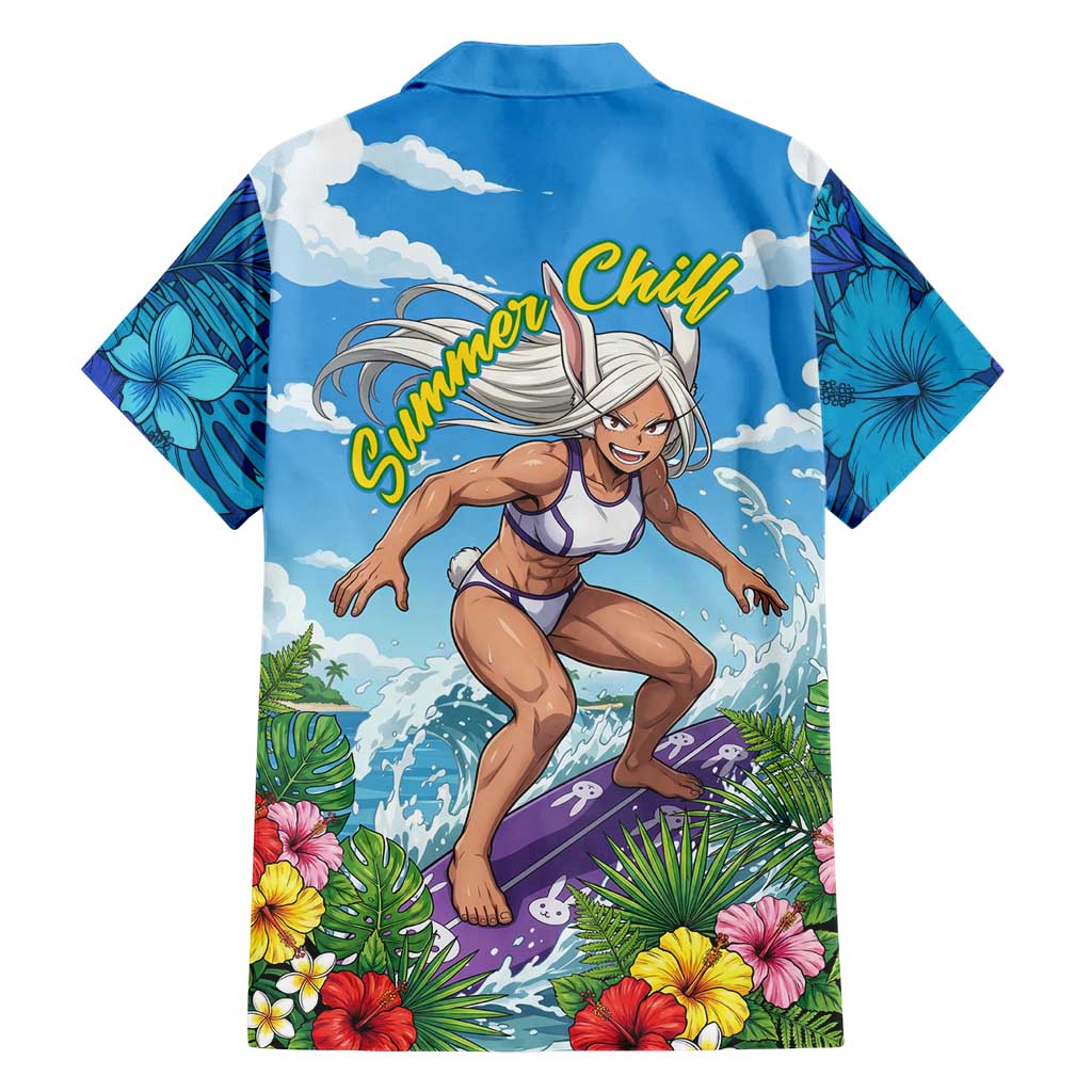 Mirko Summer Chill Family Matching Off Shoulder Short Dress and Hawaiian Shirt Tropical Anime Surfing Power