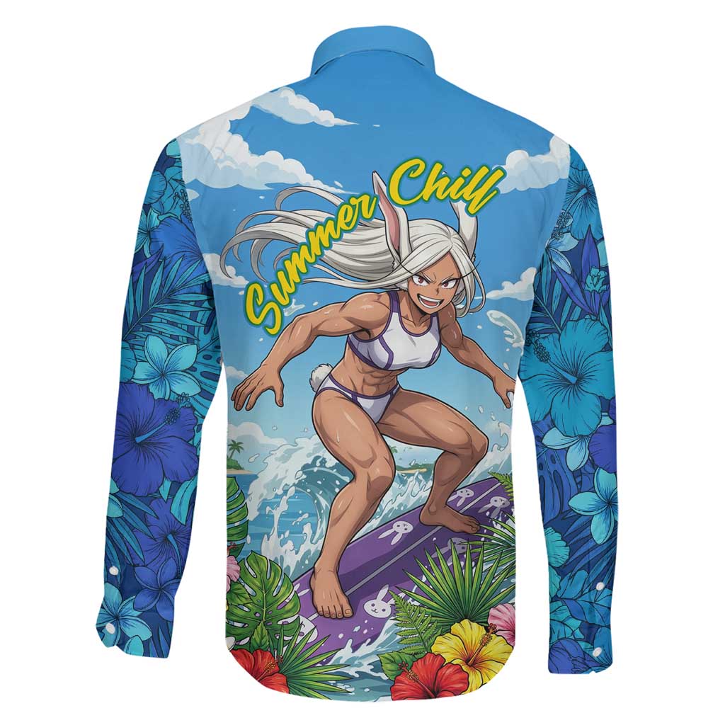 Mirko Summer Chill Family Matching Off Shoulder Short Dress and Hawaiian Shirt Tropical Anime Surfing Power