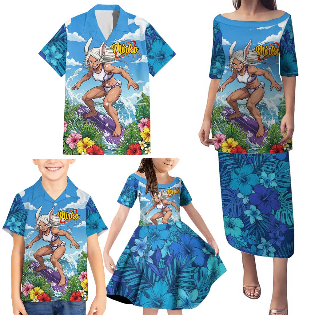 Mirko Summer Chill Family Matching Puletasi and Hawaiian Shirt Tropical Anime Surfing Power