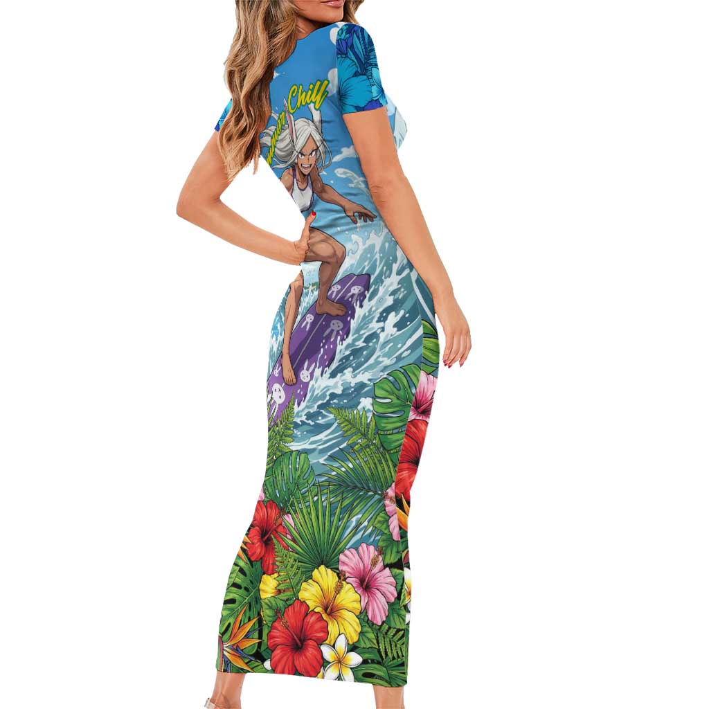 Mirko Summer Chill Family Matching Short Sleeve Bodycon Dress and Hawaiian Shirt Tropical Anime Surfing Power