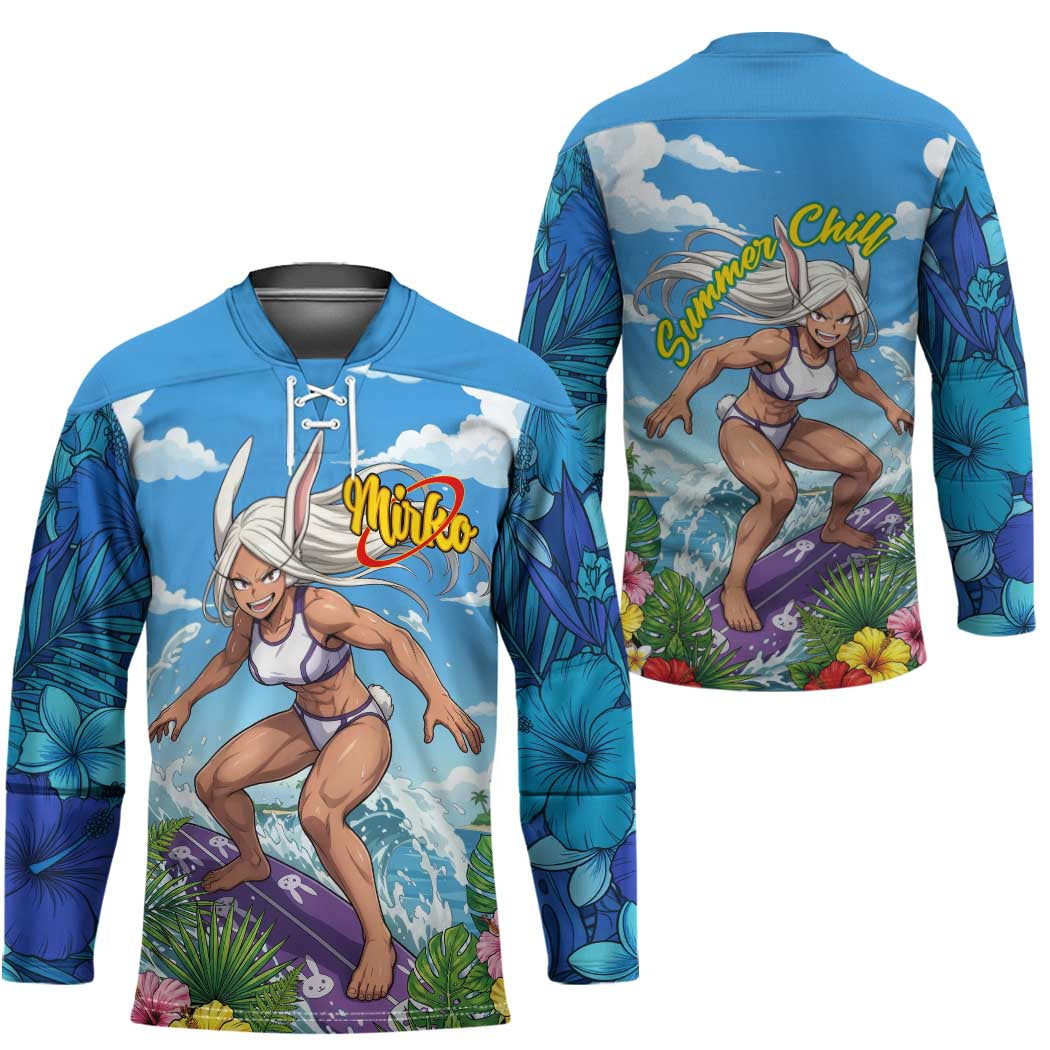 Mirko Summer Chill Hockey Jersey Tropical Anime Surfing Power