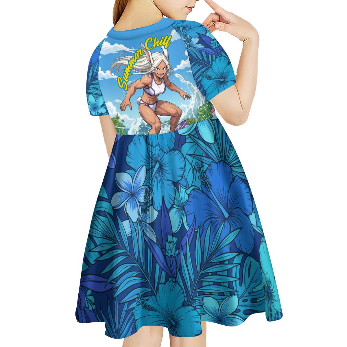 Mirko Summer Chill Kid Short Sleeve Dress Tropical Anime Surfing Power