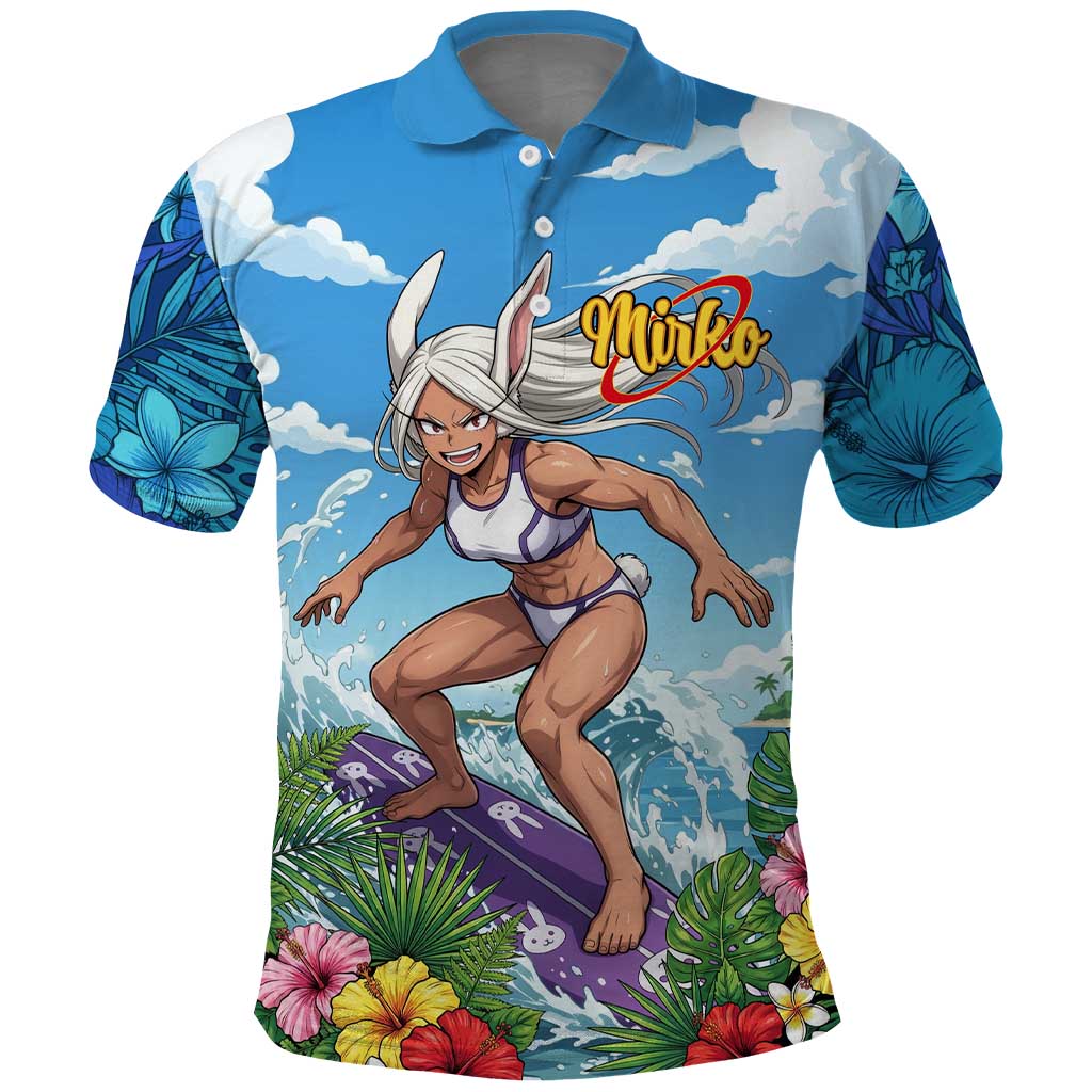 Mirko Summer Chill Polo Shirt Tropical Anime Surfing Power