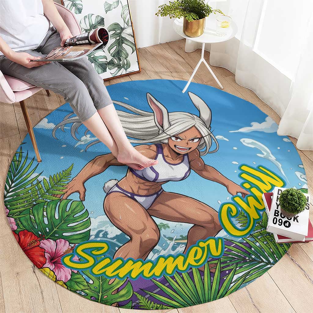 Mirko Summer Chill Round Carpet Tropical Anime Surfing Power