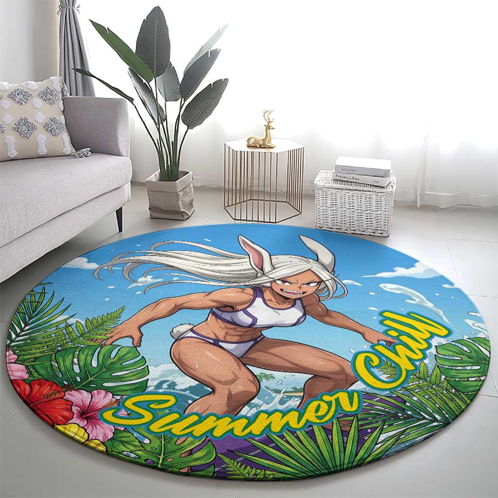 Mirko Summer Chill Round Carpet Tropical Anime Surfing Power