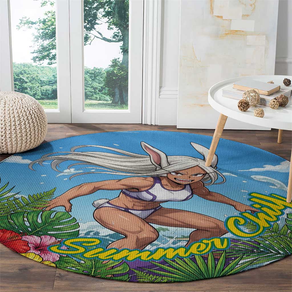 Mirko Summer Chill Round Carpet Tropical Anime Surfing Power