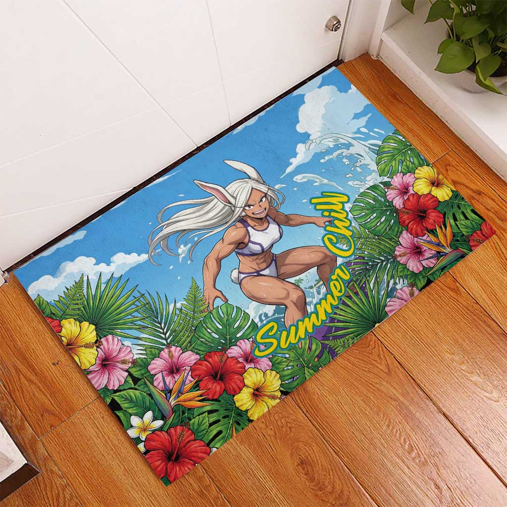 Mirko Summer Chill Rubber Doormat Tropical Anime Surfing Power
