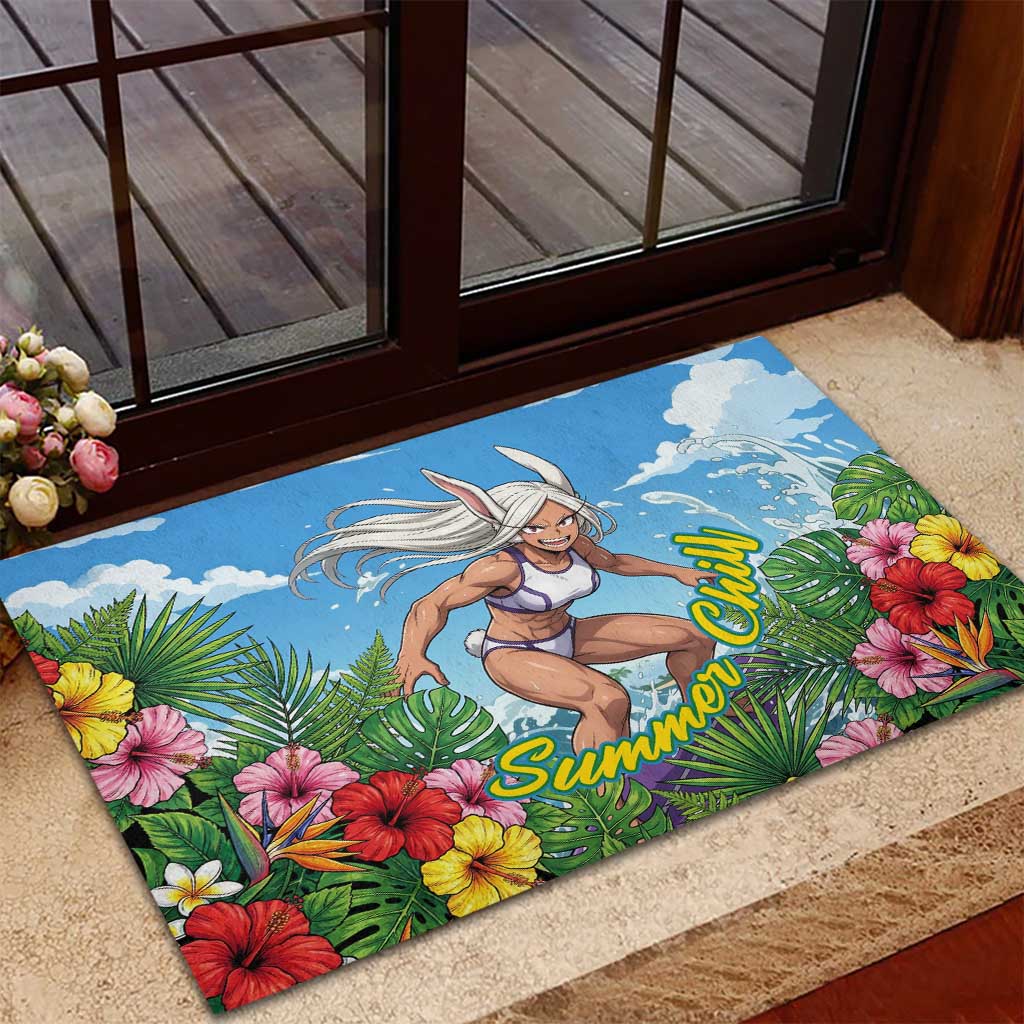 Mirko Summer Chill Rubber Doormat Tropical Anime Surfing Power