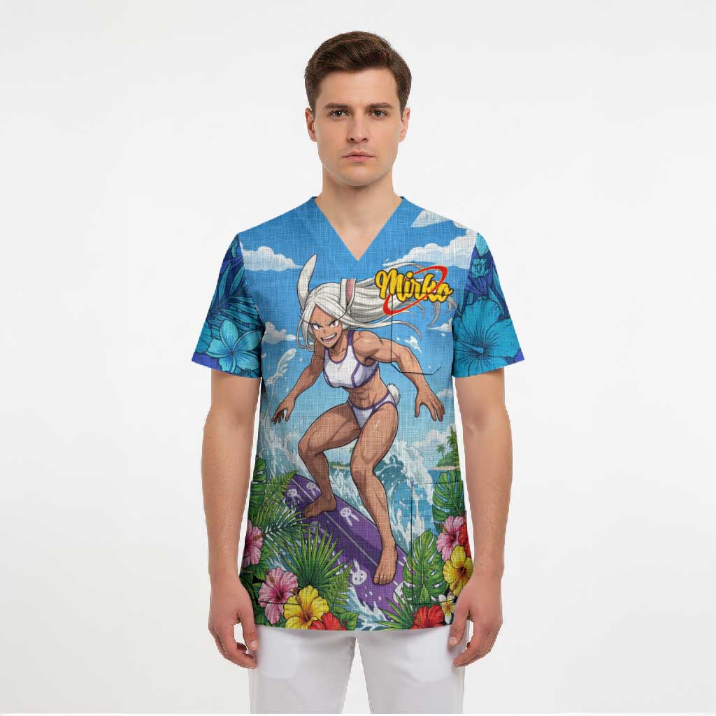 Mirko Summer Chill Scrub Top Tropical Anime Surfing Power