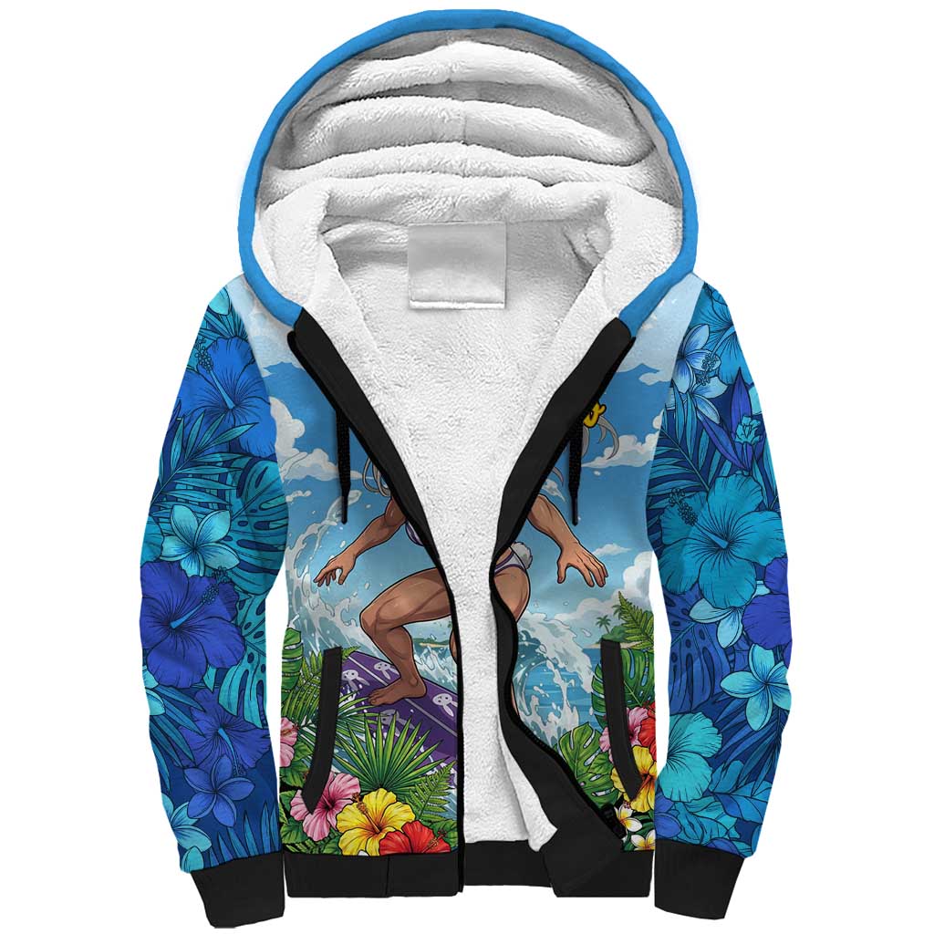 Mirko Summer Chill Sherpa Hoodie Tropical Anime Surfing Power