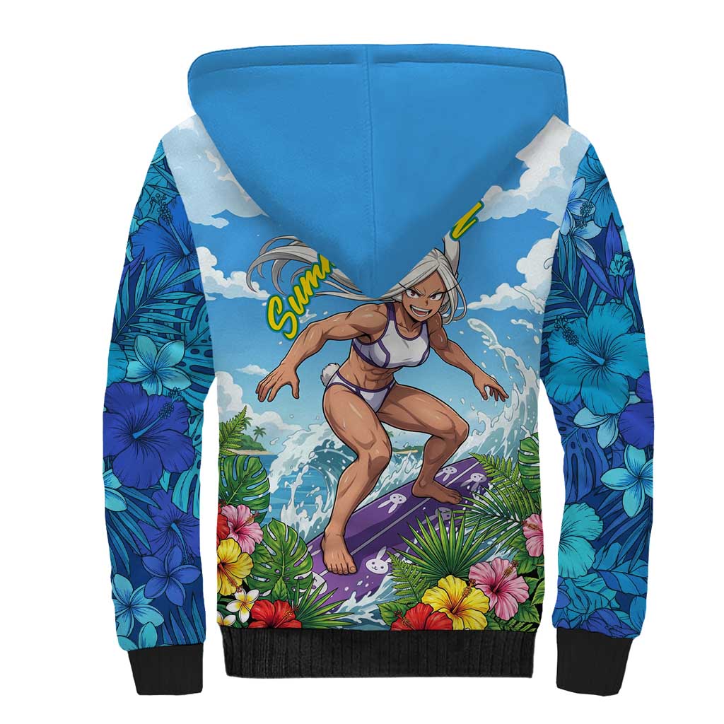 Mirko Summer Chill Sherpa Hoodie Tropical Anime Surfing Power