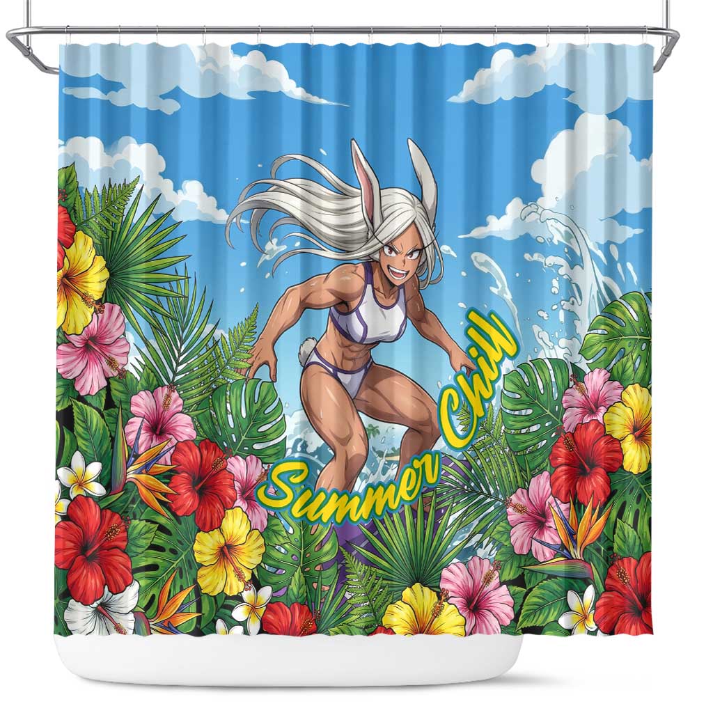 Mirko Summer Chill Shower Curtain Tropical Anime Surfing Power