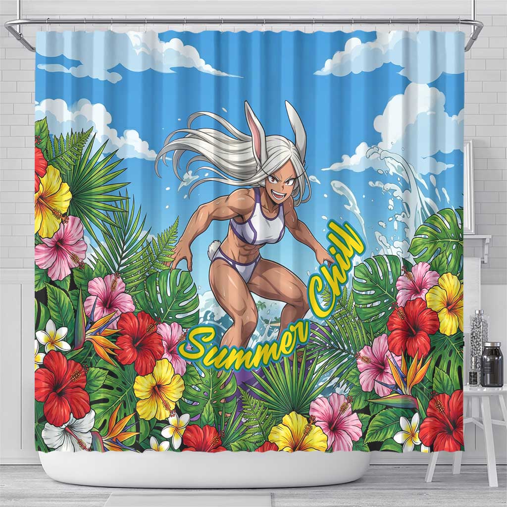 Mirko Summer Chill Shower Curtain Tropical Anime Surfing Power