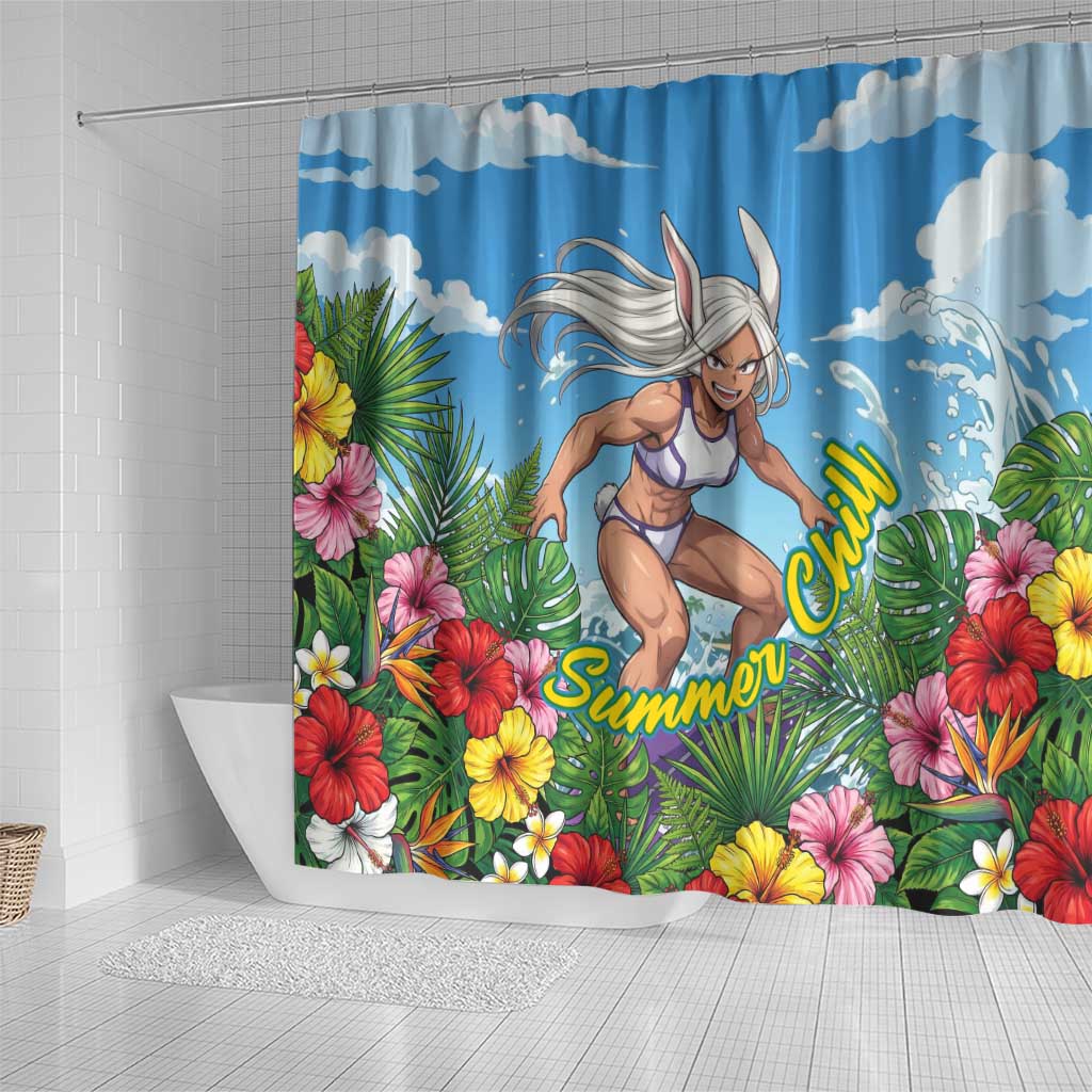 Mirko Summer Chill Shower Curtain Tropical Anime Surfing Power