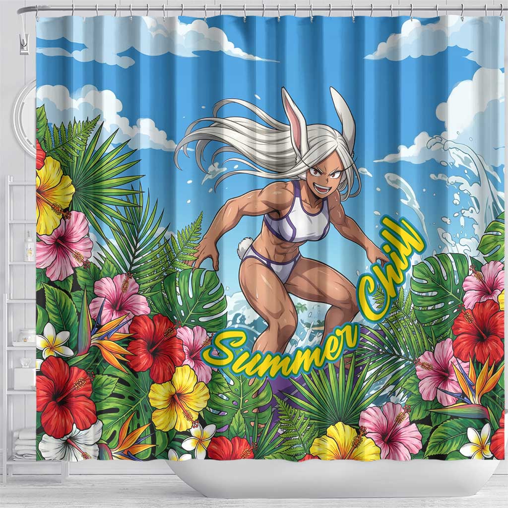 Mirko Summer Chill Shower Curtain Tropical Anime Surfing Power