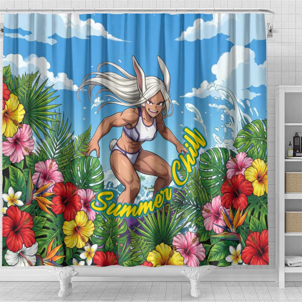 Mirko Summer Chill Shower Curtain Tropical Anime Surfing Power