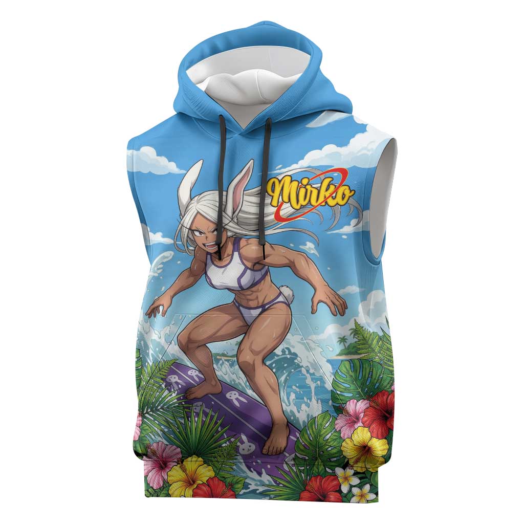 Mirko Summer Chill Sleeveless Hoodie Tropical Anime Surfing Power