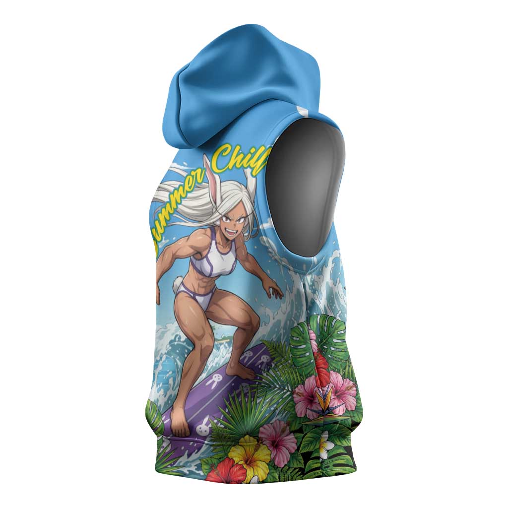 Mirko Summer Chill Sleeveless Hoodie Tropical Anime Surfing Power