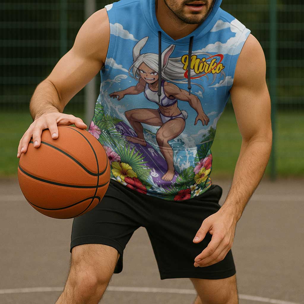 Mirko Summer Chill Sleeveless Hoodie Tropical Anime Surfing Power