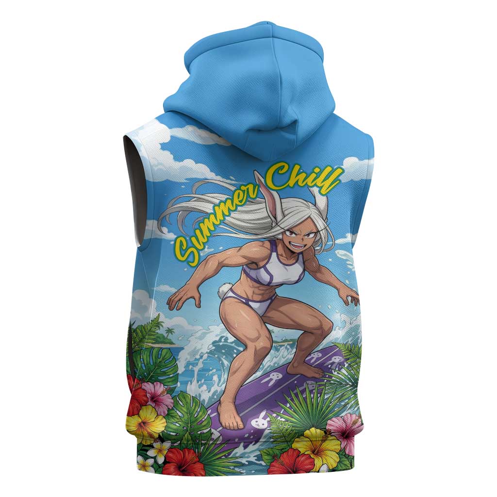 Mirko Summer Chill Sleeveless Zip Hoodie Tropical Anime Surfing Power