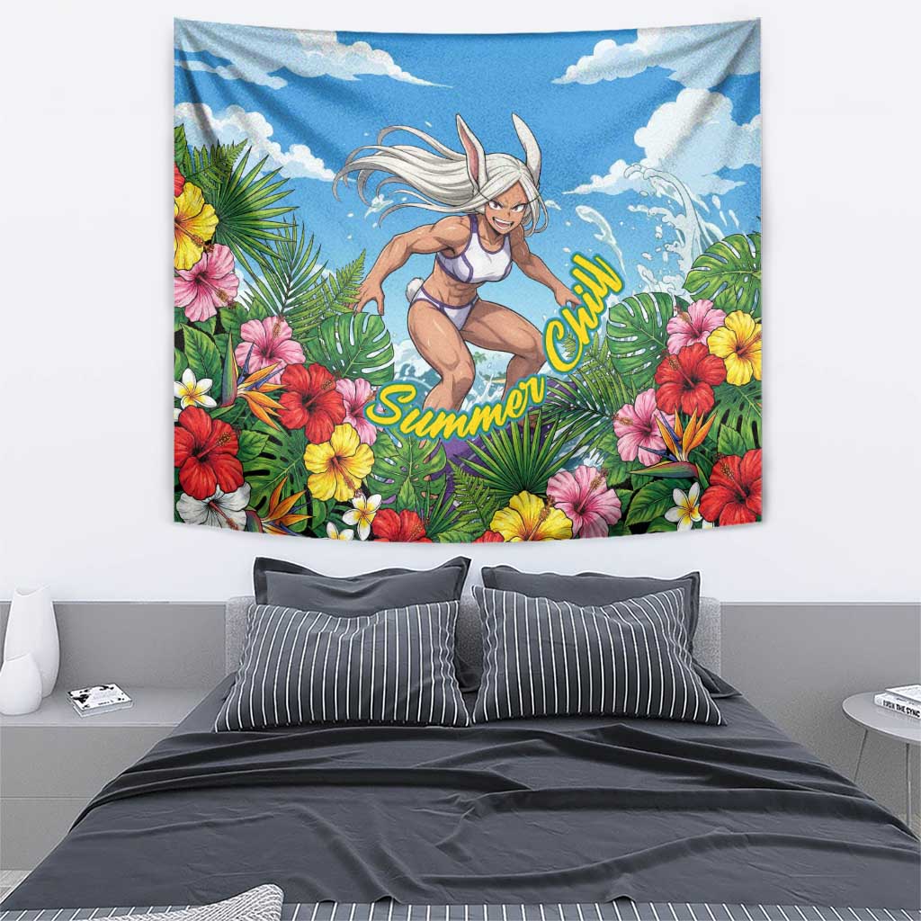 Mirko Summer Chill Tapestry Tropical Anime Surfing Power