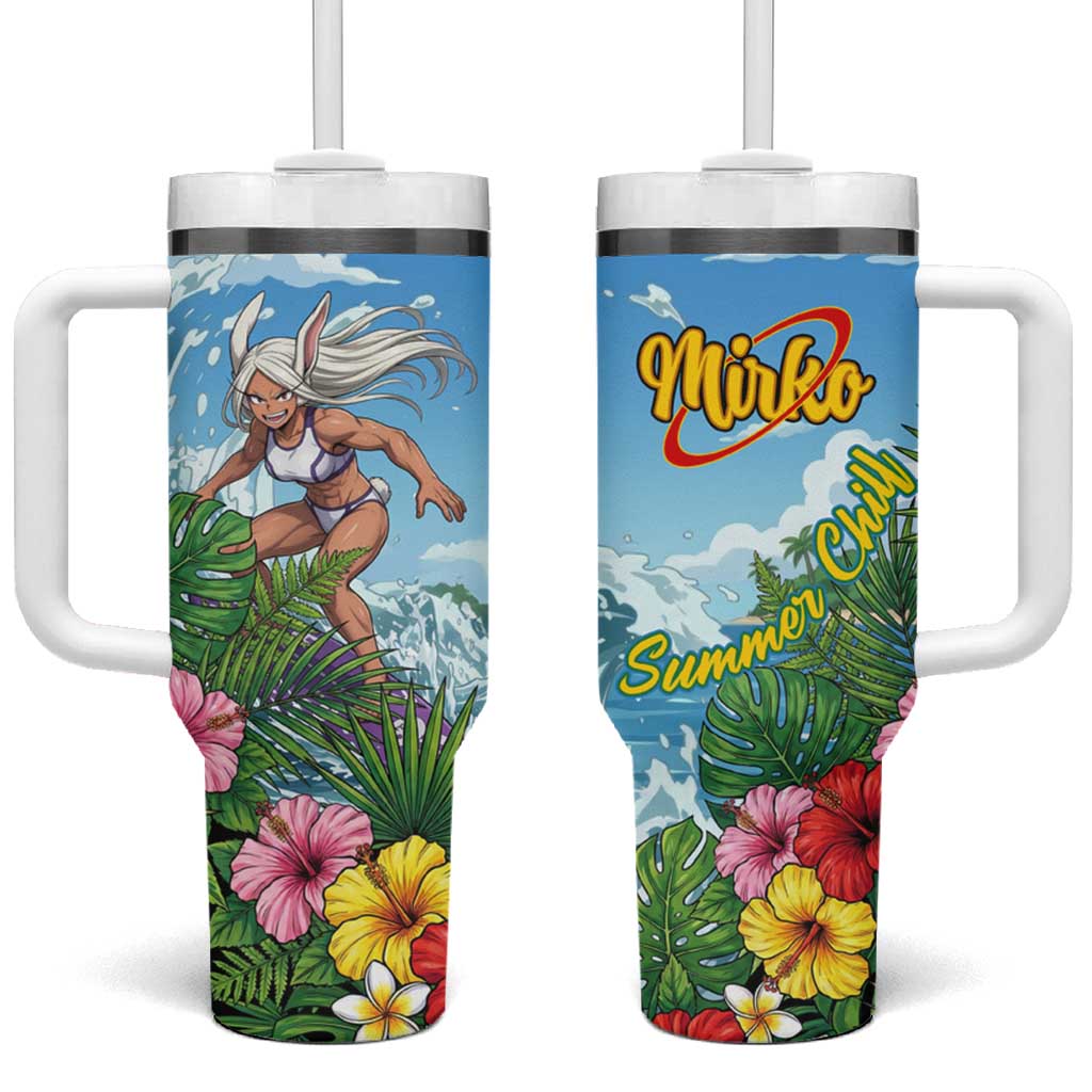 Mirko Summer Chill Tumbler With Handle Tropical Anime Surfing Power