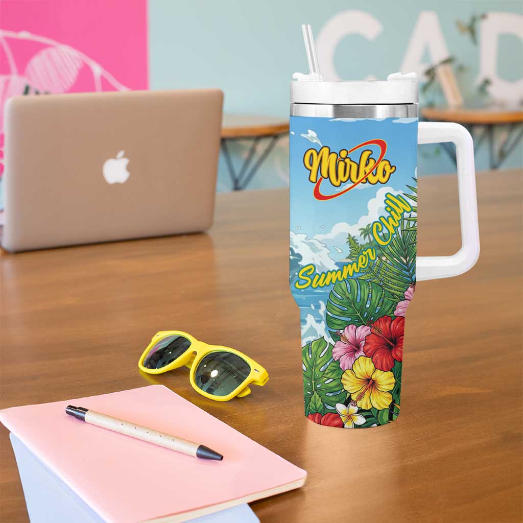 Mirko Summer Chill Tumbler With Handle Tropical Anime Surfing Power