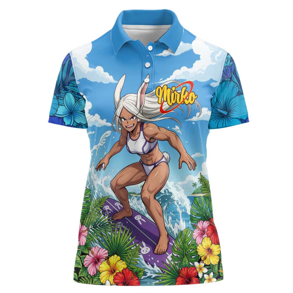 Mirko Summer Chill Women Polo Shirt Tropical Anime Surfing Power