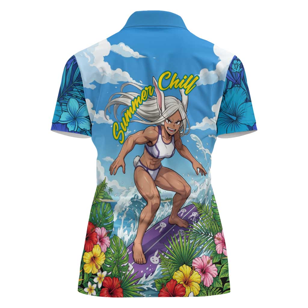 Mirko Summer Chill Women Polo Shirt Tropical Anime Surfing Power