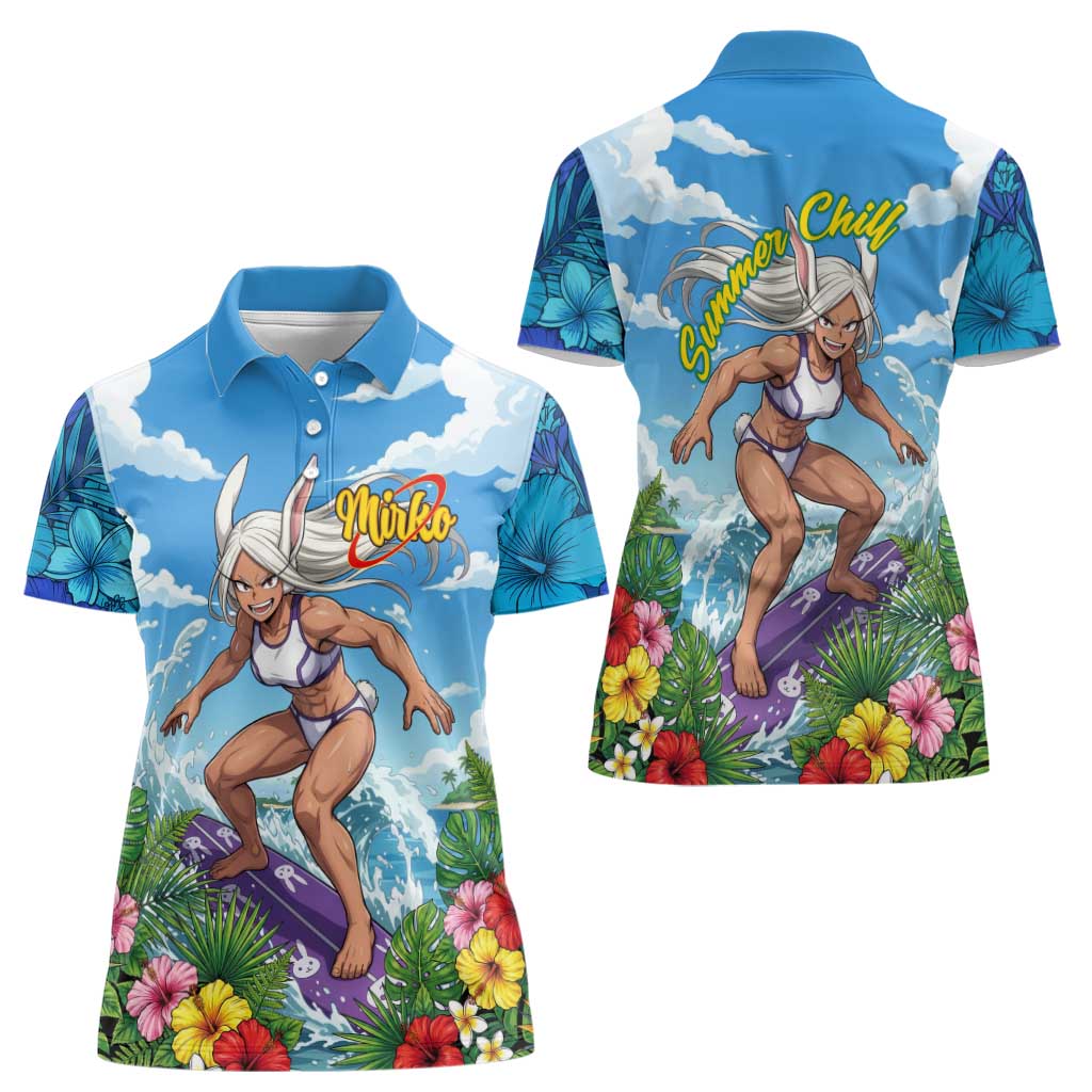 Mirko Summer Chill Women Polo Shirt Tropical Anime Surfing Power