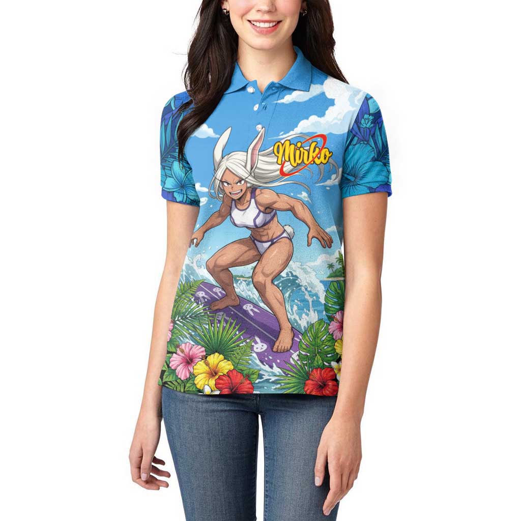 Mirko Summer Chill Women Polo Shirt Tropical Anime Surfing Power