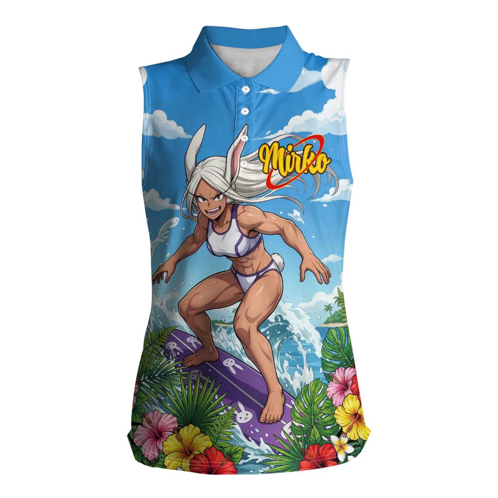 Mirko Summer Chill Women Sleeveless Polo Shirt Tropical Anime Surfing Power