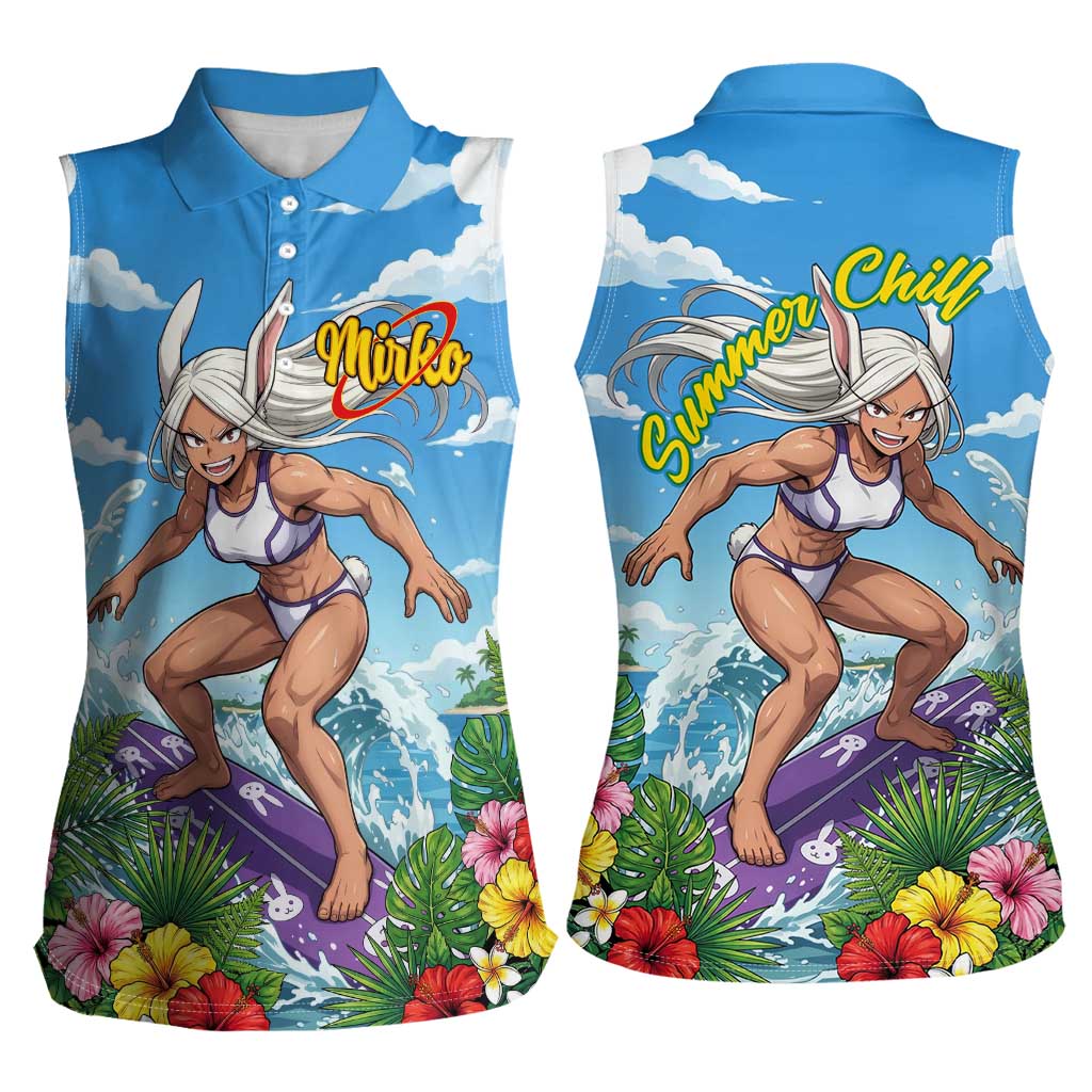 Mirko Summer Chill Women Sleeveless Polo Shirt Tropical Anime Surfing Power