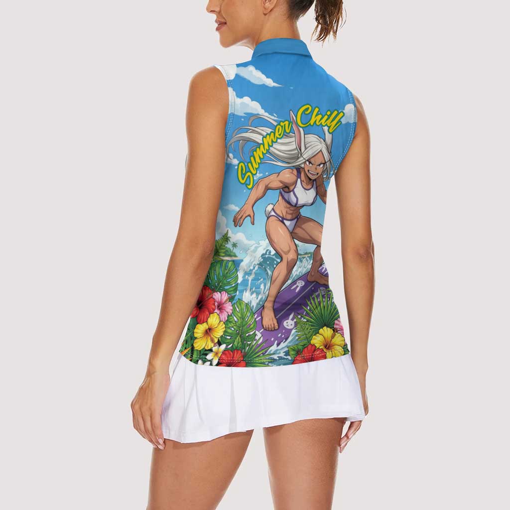 Mirko Summer Chill Women Sleeveless Polo Shirt Tropical Anime Surfing Power