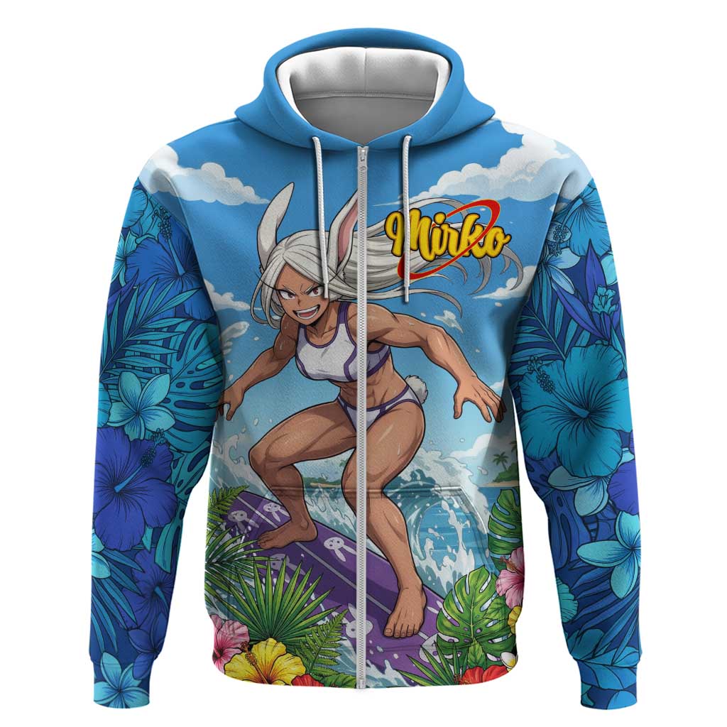Mirko Summer Chill Zip Hoodie Tropical Anime Surfing Power