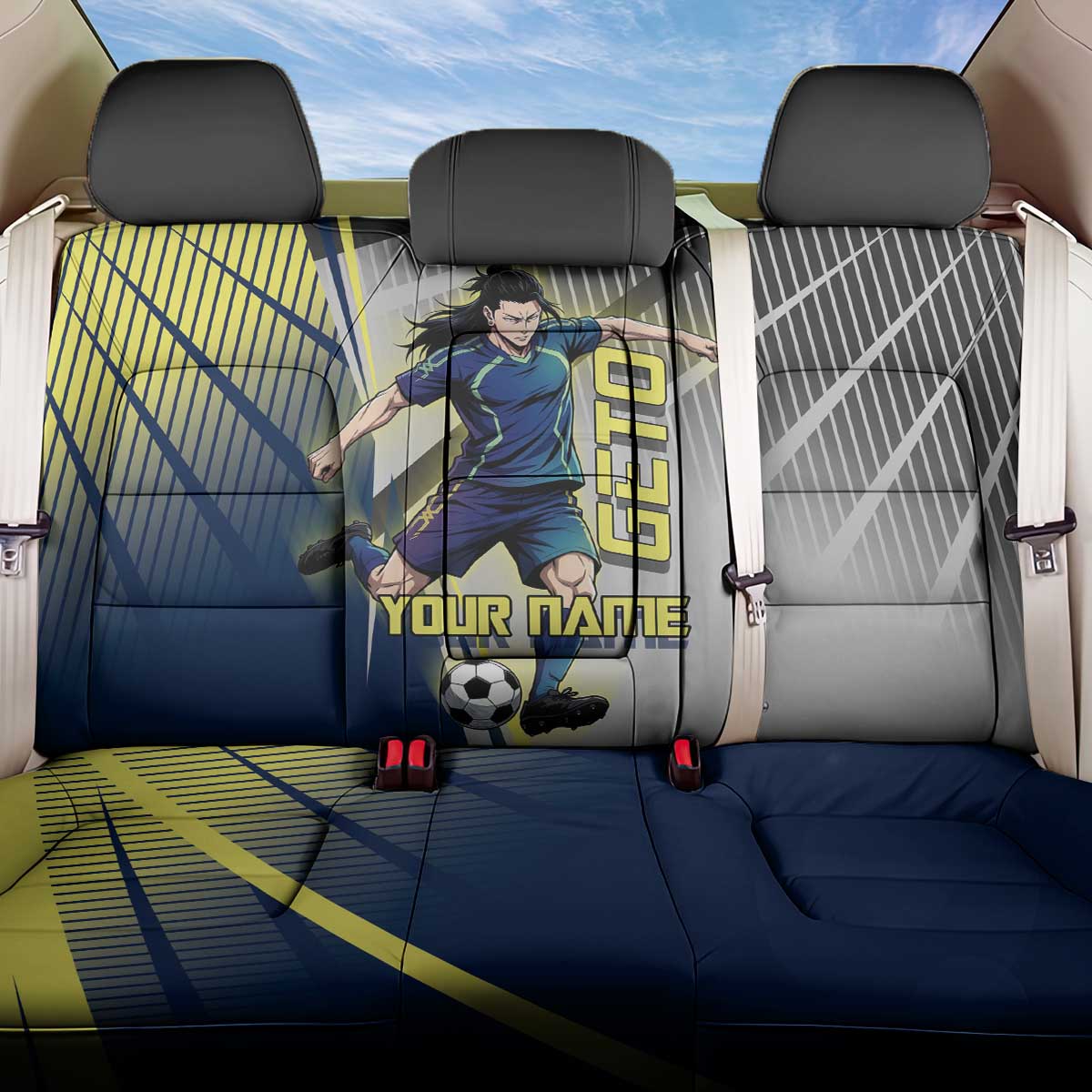 Personalized Geto Suguru Back Car Seat Cover Anime Soccer Action Illustration Art