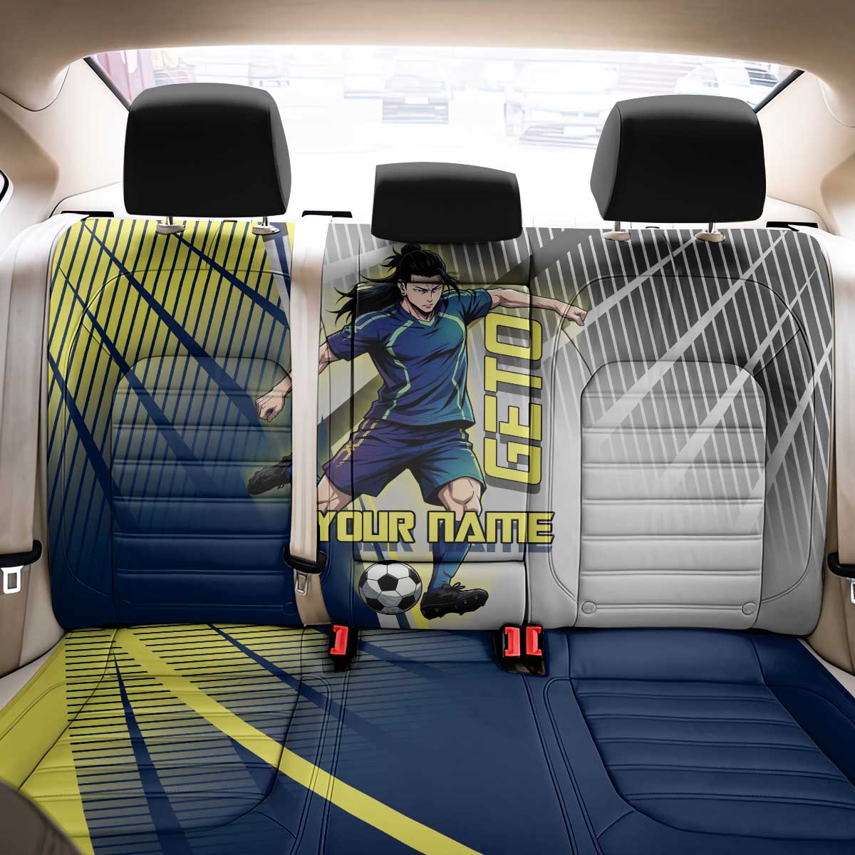 Personalized Geto Suguru Back Car Seat Cover Anime Soccer Action Illustration Art