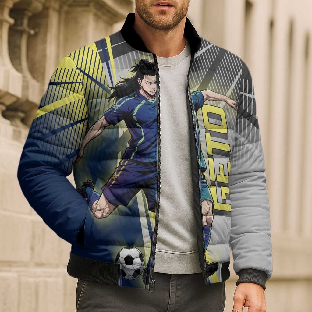 Personalized Geto Suguru Bomber Puffer Jacket Anime Soccer Action Illustration Art