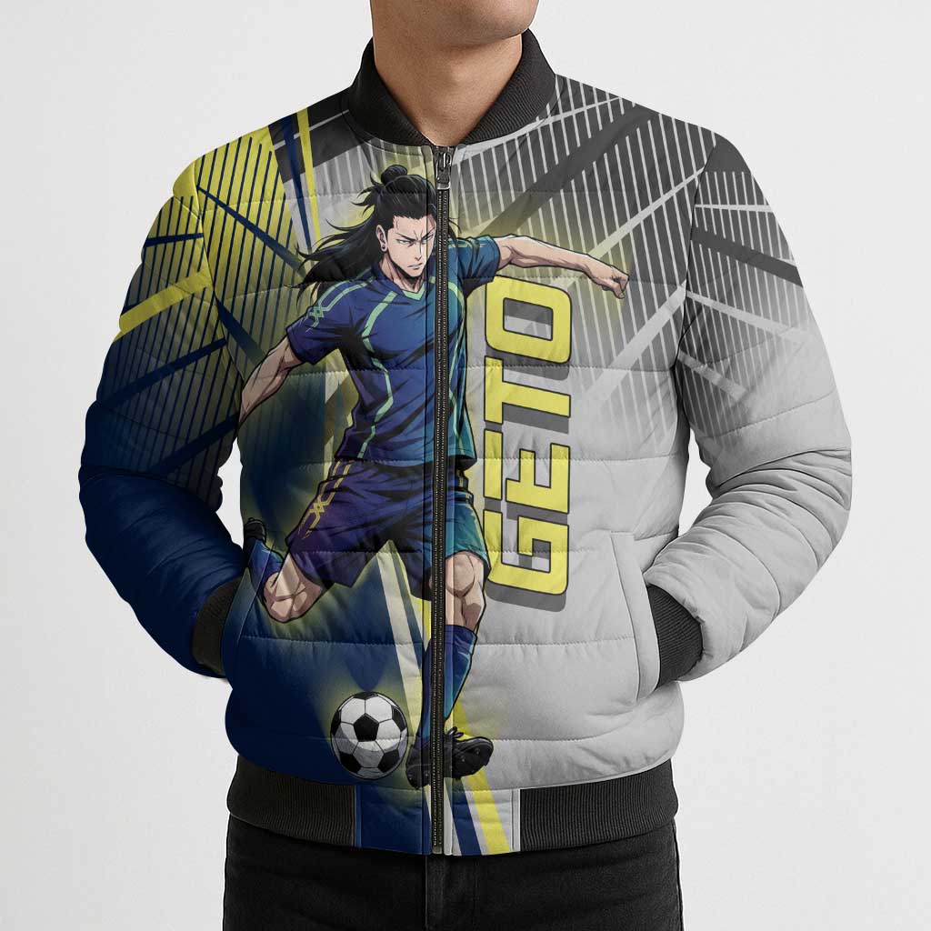 Personalized Geto Suguru Bomber Puffer Jacket Anime Soccer Action Illustration Art