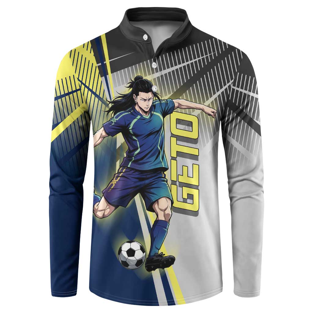 Personalized Geto Suguru Button Sweatshirt Anime Soccer Action Illustration Art