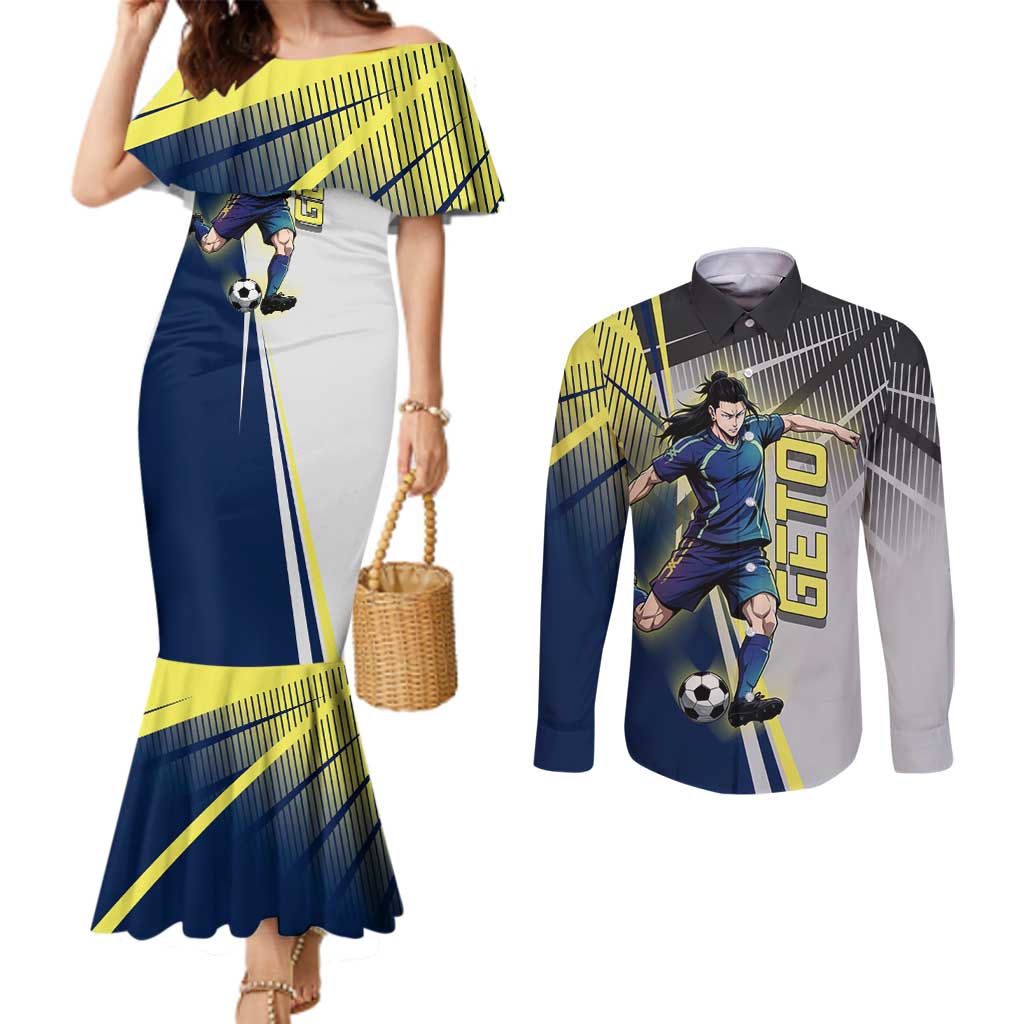 Personalized Geto Suguru Couples Matching Mermaid Dress and Long Sleeve Button Shirt Anime Soccer Action Illustration Art