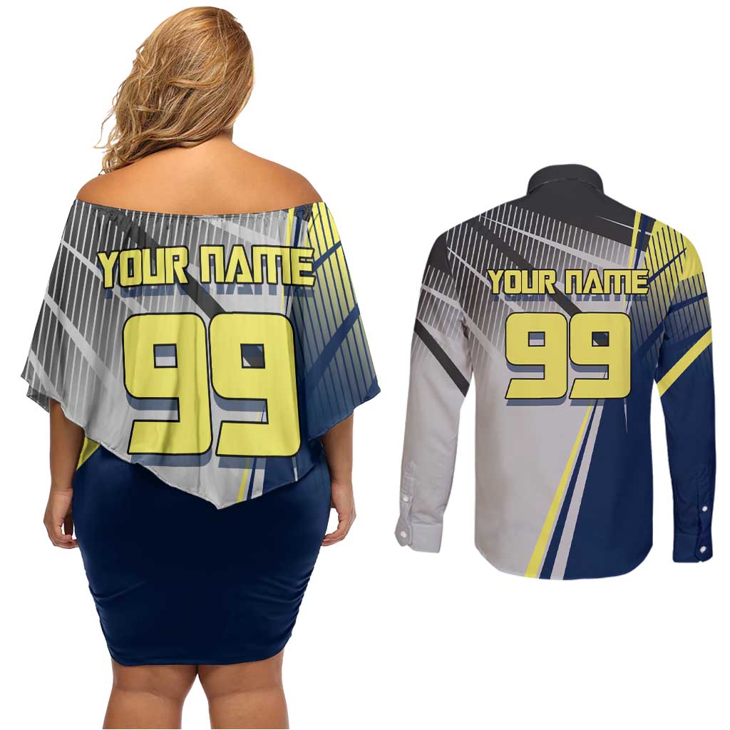 Personalized Geto Suguru Couples Matching Off Shoulder Short Dress and Long Sleeve Button Shirt Anime Soccer Action Illustration Art
