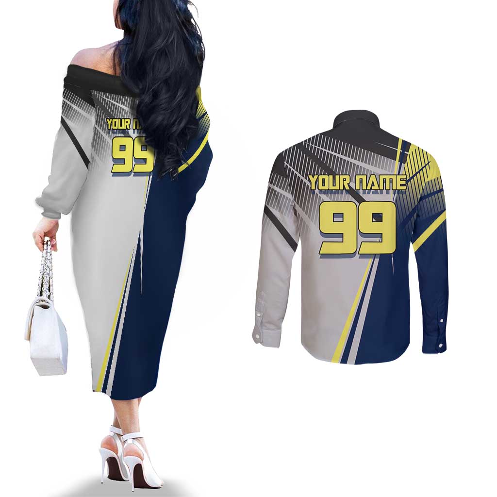 Personalized Geto Suguru Couples Matching Off The Shoulder Long Sleeve Dress and Long Sleeve Button Shirt Anime Soccer Action Illustration Art