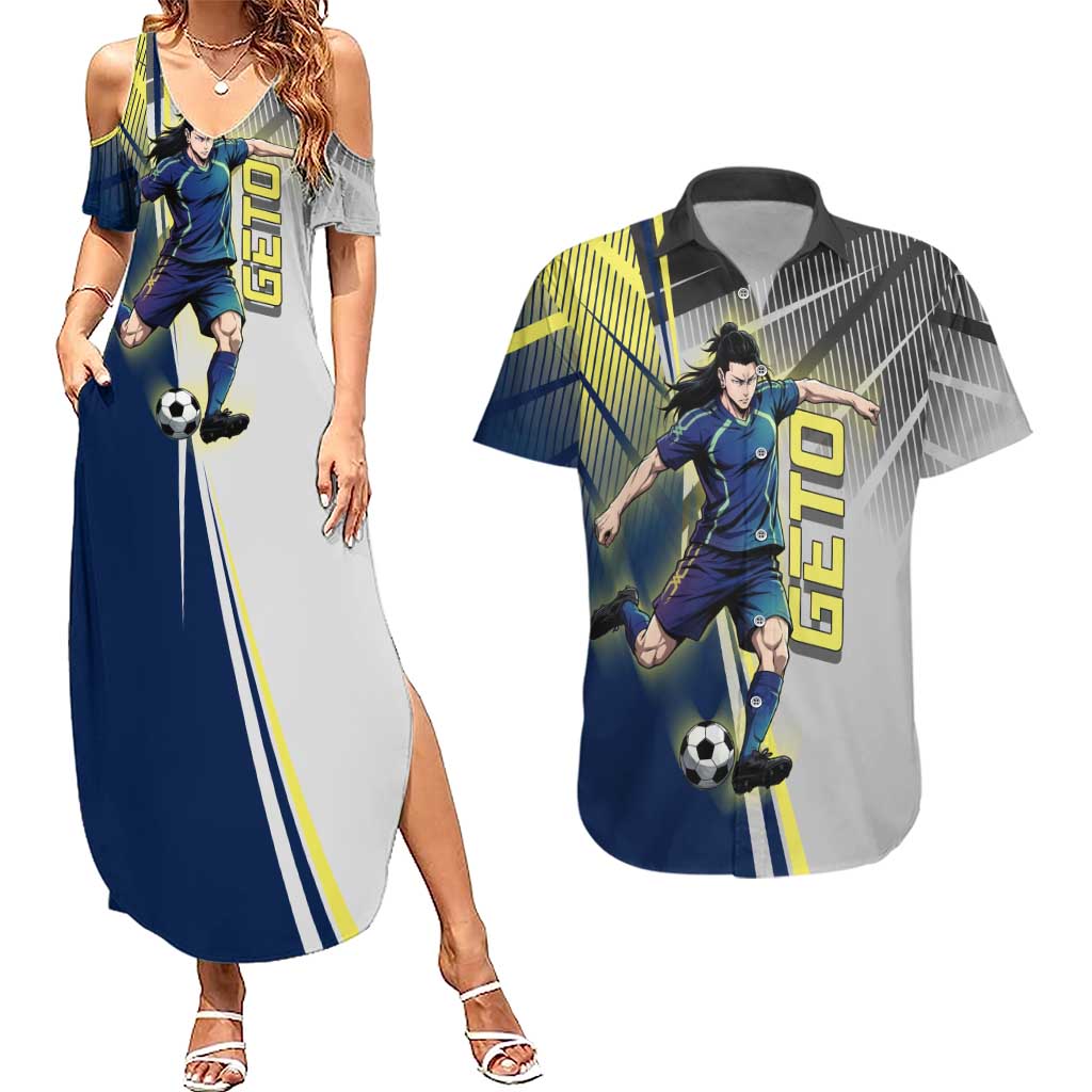 Personalized Geto Suguru Couples Matching Summer Maxi Dress and Hawaiian Shirt Anime Soccer Action Illustration Art