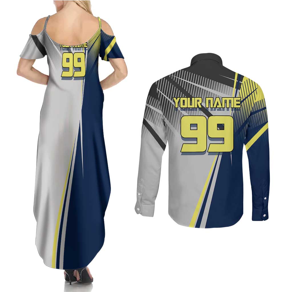 Personalized Geto Suguru Couples Matching Summer Maxi Dress and Long Sleeve Button Shirt Anime Soccer Action Illustration Art