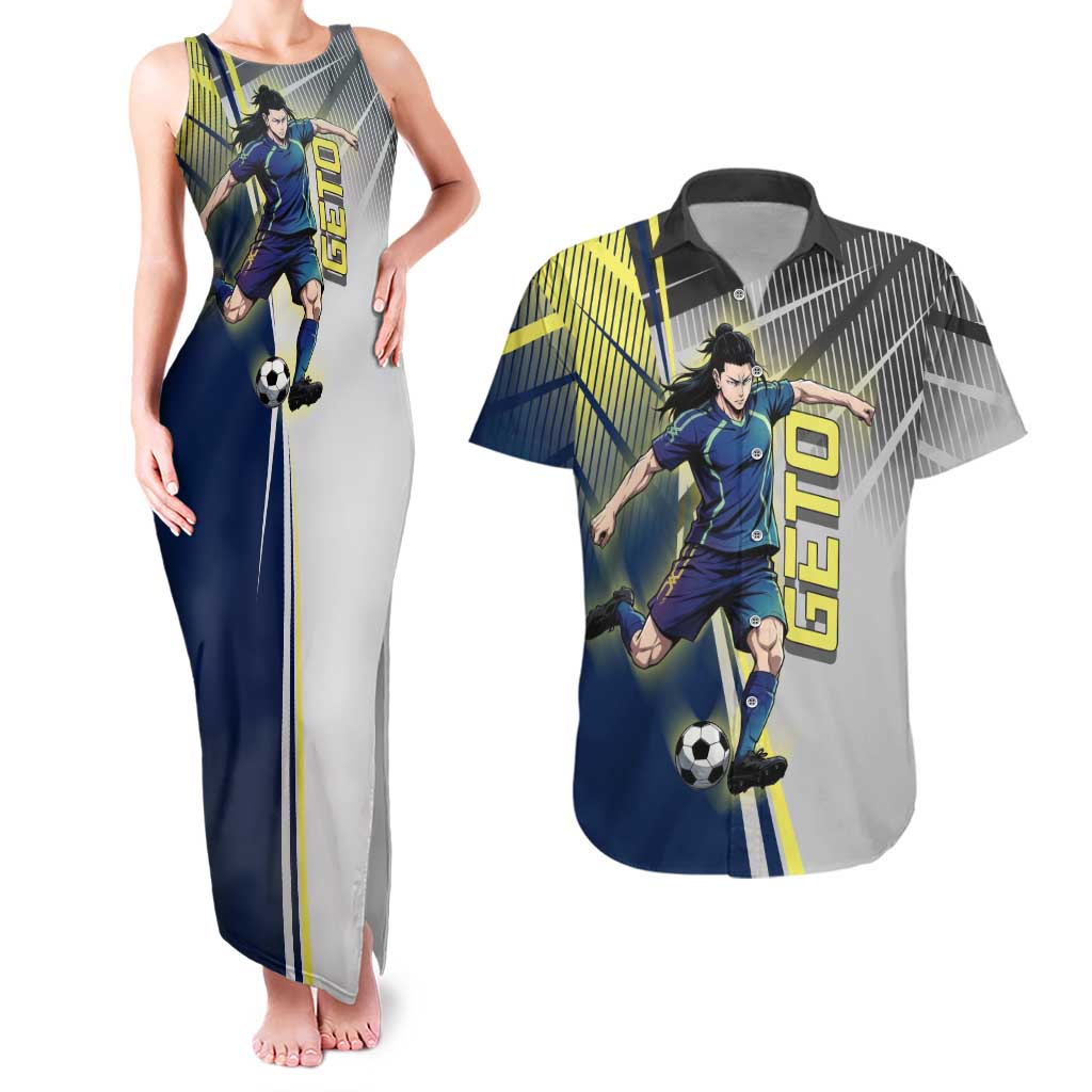 Personalized Geto Suguru Couples Matching Tank Maxi Dress and Hawaiian Shirt Anime Soccer Action Illustration Art
